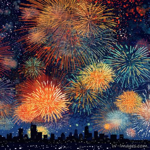 IM6CA -vector-image-fireworks-over-town